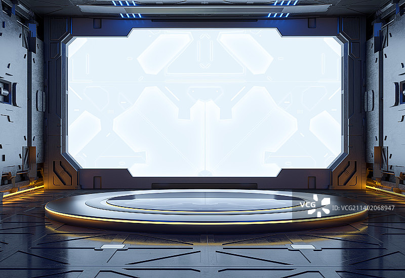 三维渲染科幻太空舱室内场景图片素材