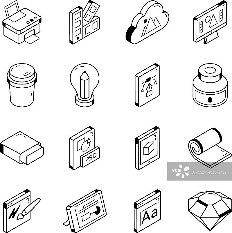 一组2.5D等距设计图标图片素材