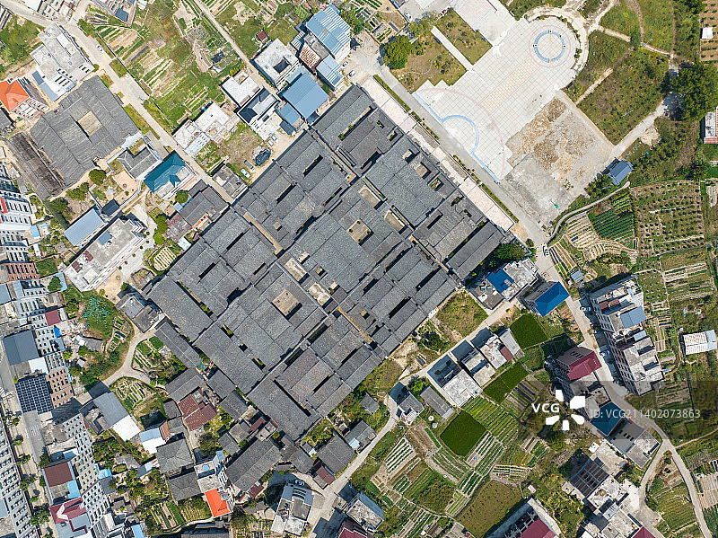 无人机视角，宏琳厝古建筑物图片素材