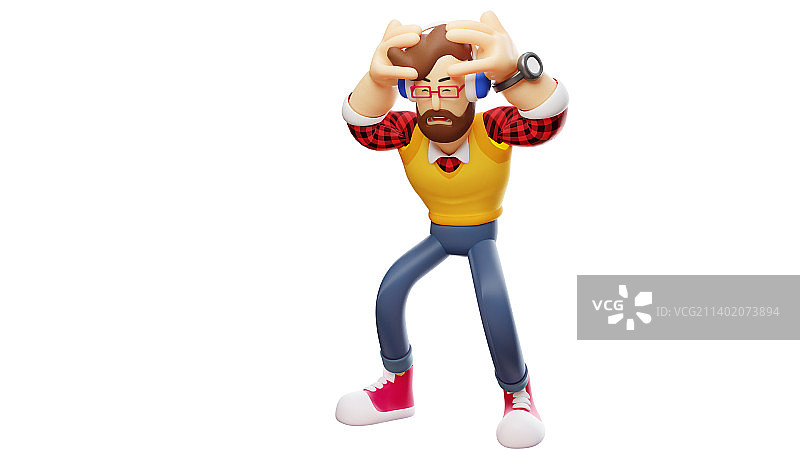 卡通男人头痛设计图片素材