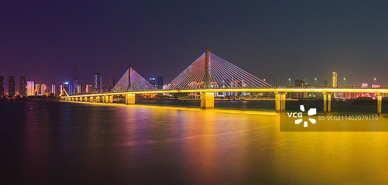 湖南长沙银盆岭大桥夜景图片素材