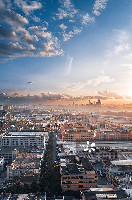 东莞市厚街镇老城区朝霞图片素材