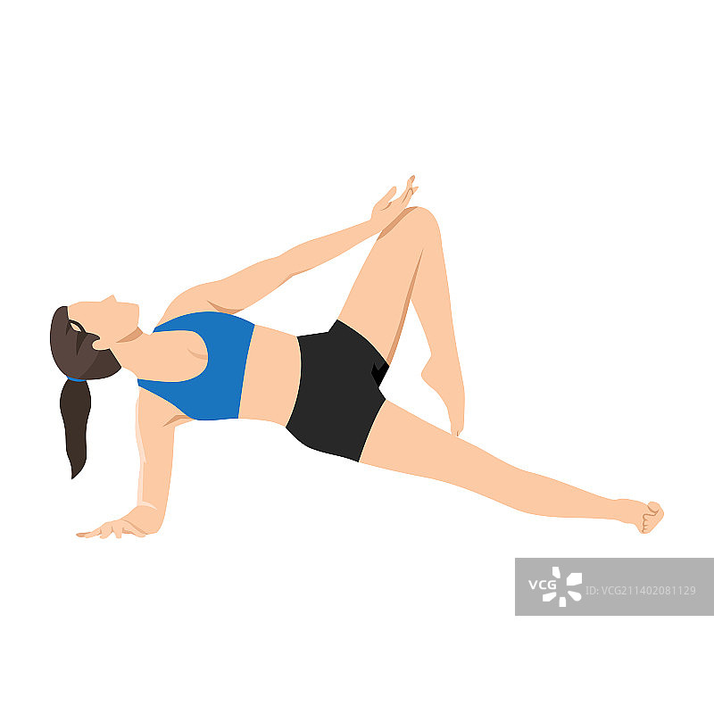 做树式侧平板支撑的女人图片素材