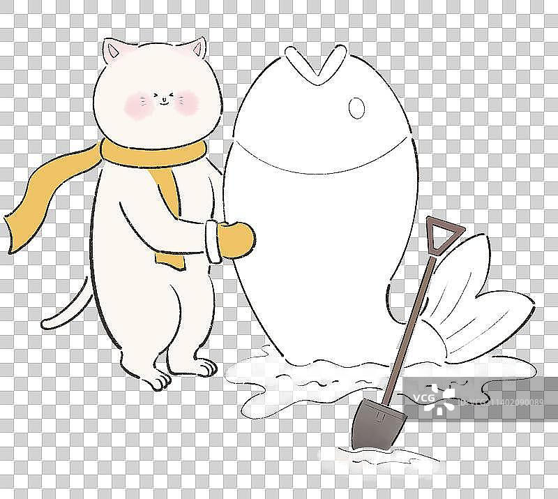 猫咪堆雪人图片素材