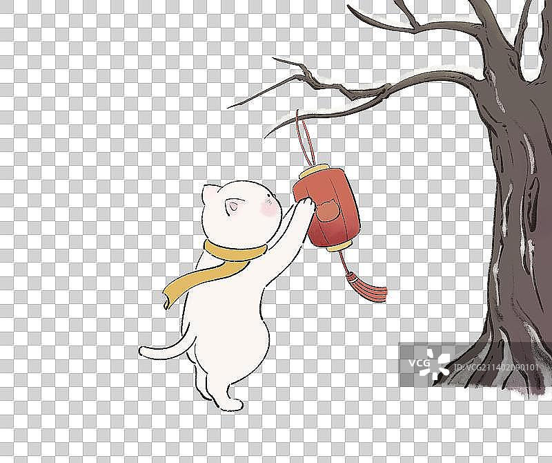 猫咪挂灯笼图片素材