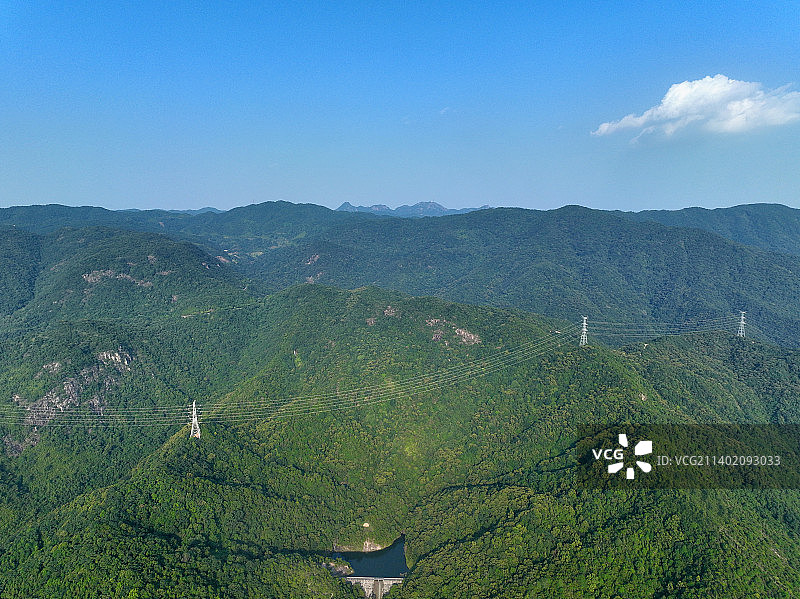 广东省惠州市博罗县象头山明湖酒店蓄能水电厂水库航拍图片素材