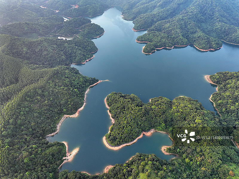 广东省惠州市博罗县象头山稿树下水库航拍图片素材