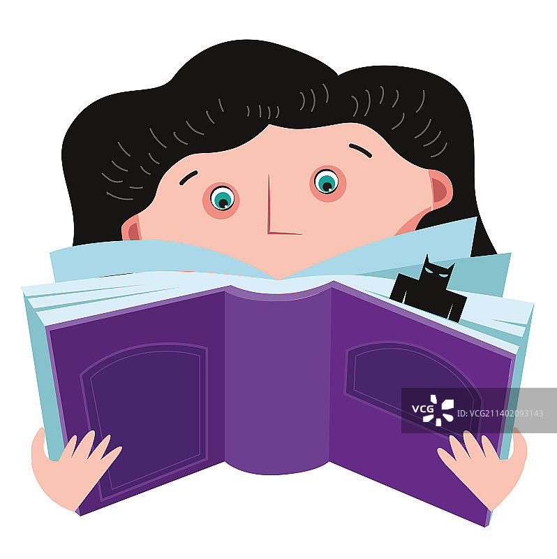 女孩读白底书图片素材