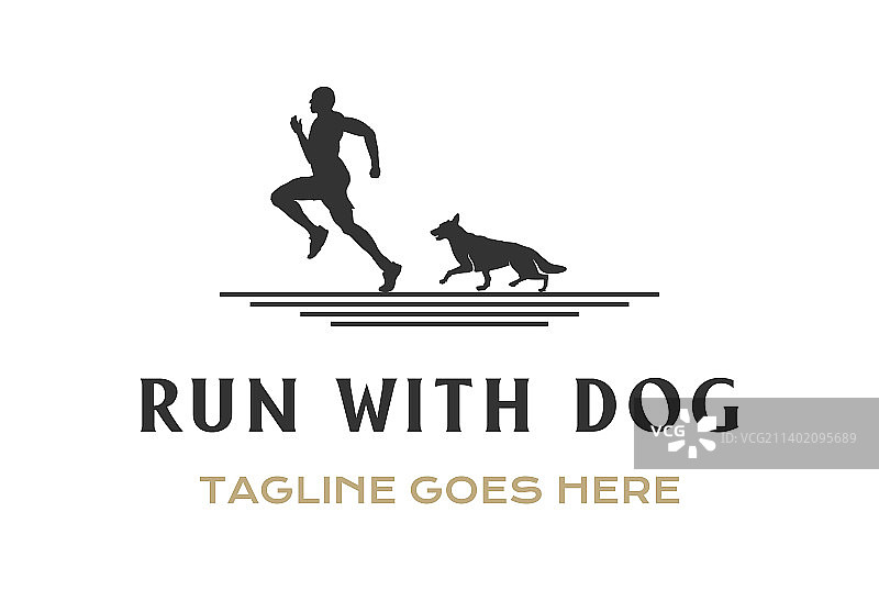 男人和狗奔跑的剪影，速度运动俱乐部图片素材
