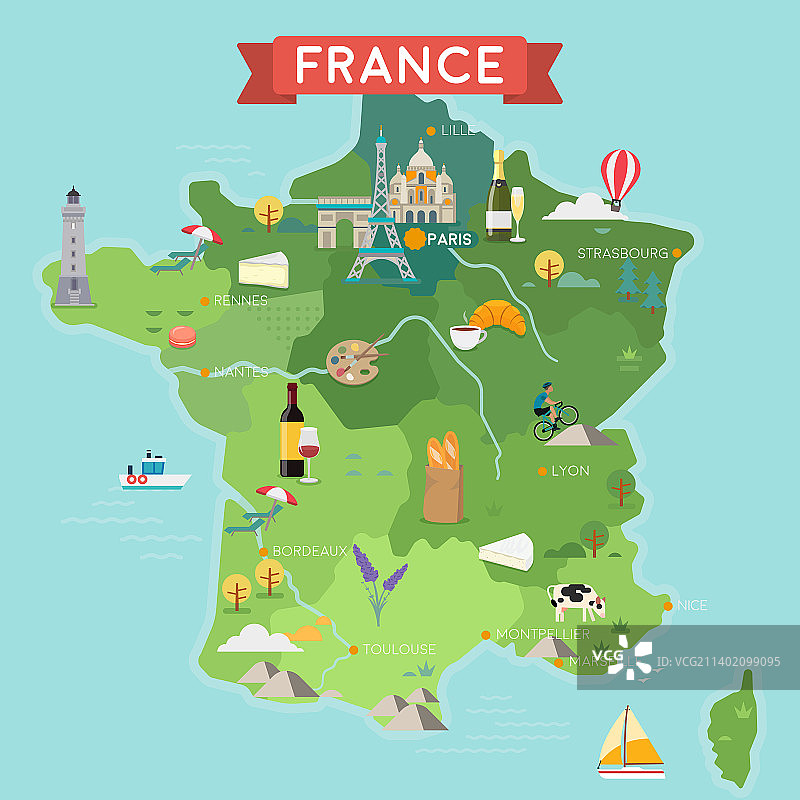 法国旅游地图图片素材