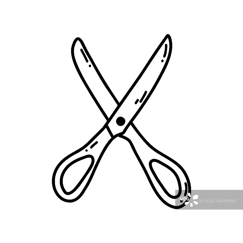 手绘剪刀图标涂鸦图片素材