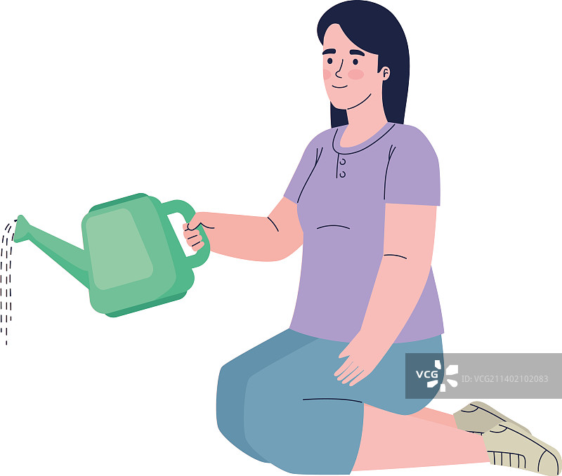 使用喷壶的女人图片素材