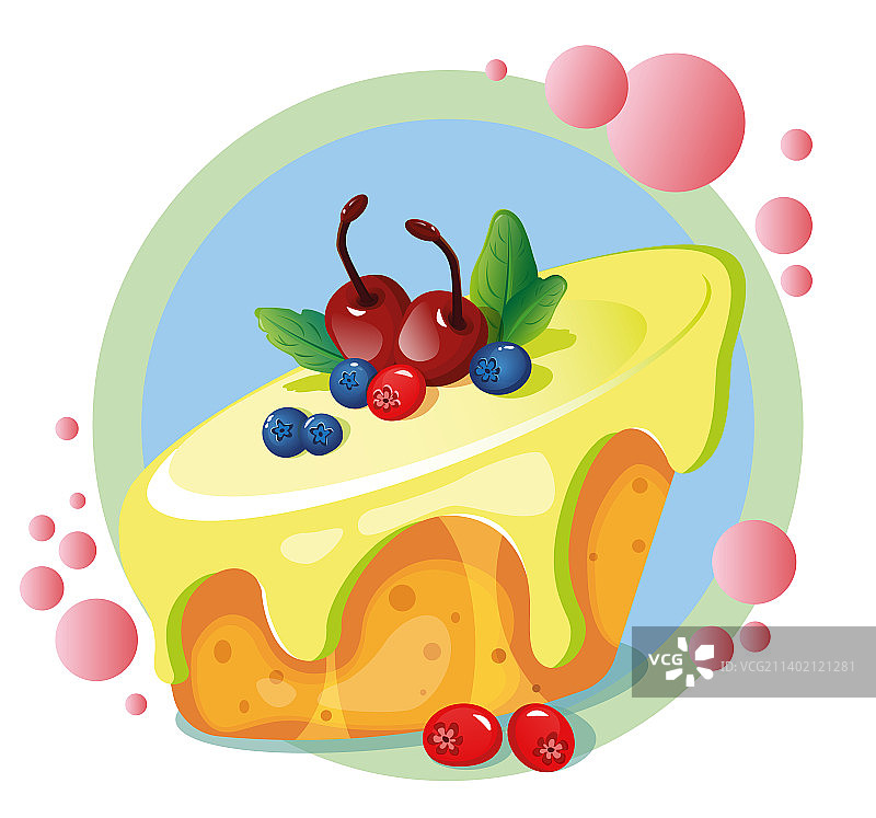 浆果樱桃柠檬派印花图片素材