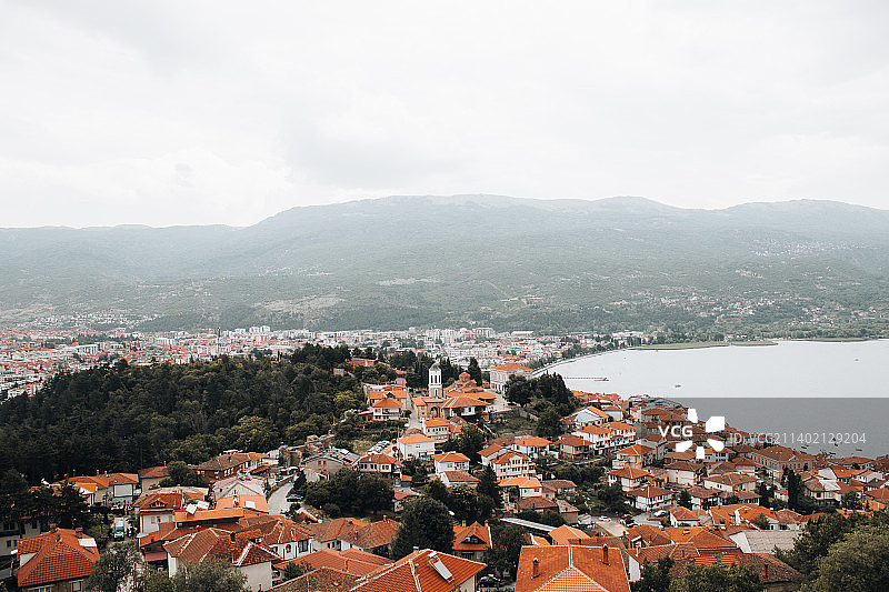 北马其顿城镇景观高角度视图图片素材