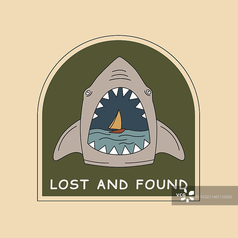 失物招领：张开嘴的鲨鱼和帆船图片素材
