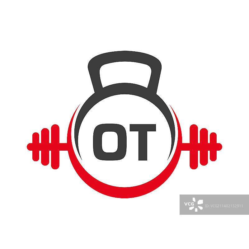 字母OT健身房概念标志图片素材