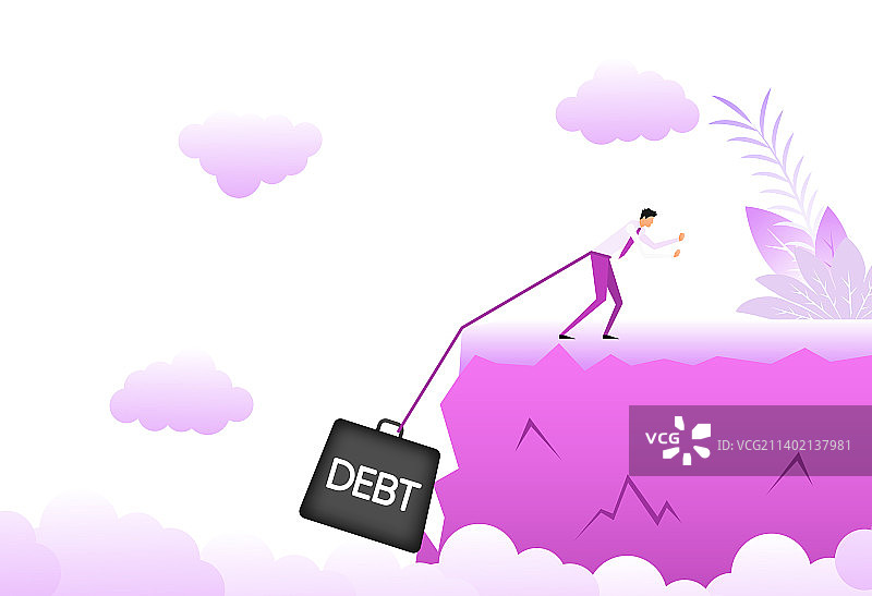 卡通人物深陷债务概念团队图标图片素材