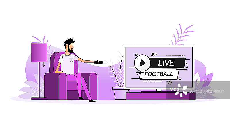 男人坐在沙发上换频道图片素材