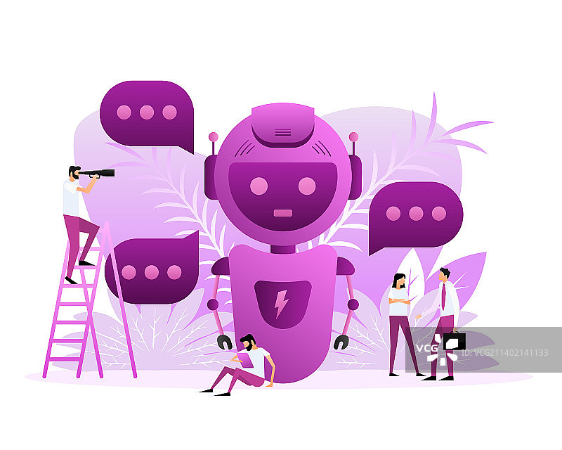 聊天机器人图标概念：聊天机器人扁平风格图片素材