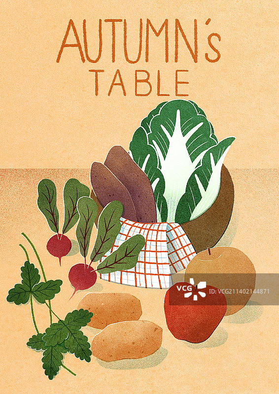 秋季蔬菜和水果插画图片素材