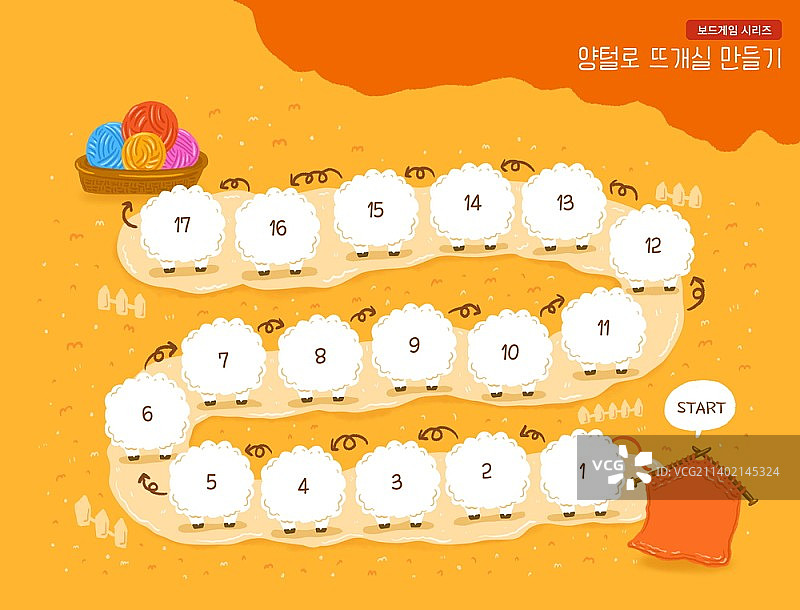 带有毛线球的棋盘游戏地图插画图片素材