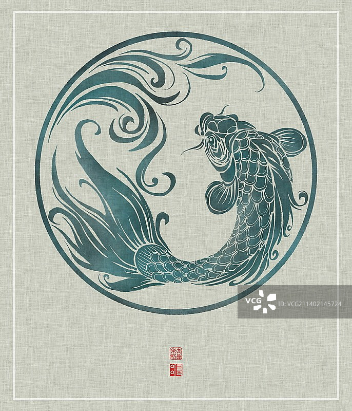 画笔笔触鲤鱼绘画图片素材