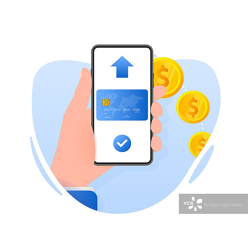手持手机进行非接触式支付图片素材