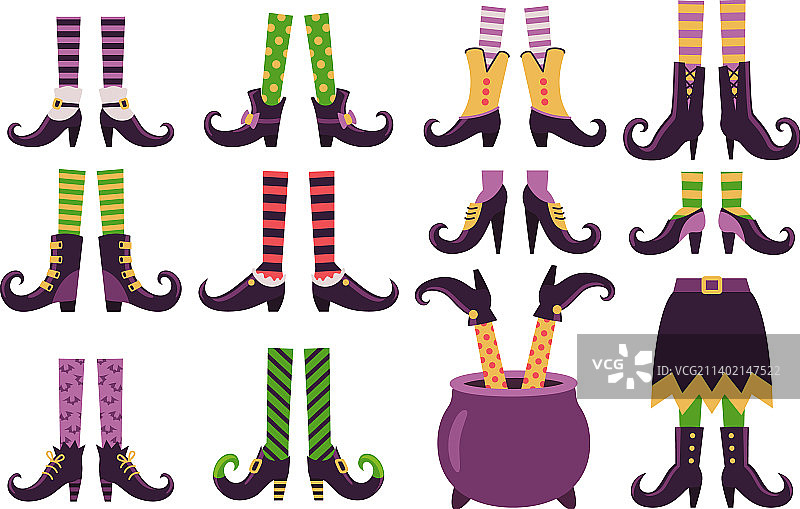 卡通女巫腿脚和鞋靴图片素材