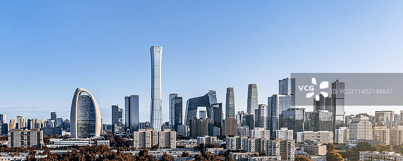 中国北京国贸CBD建筑群晴天风光图片素材
