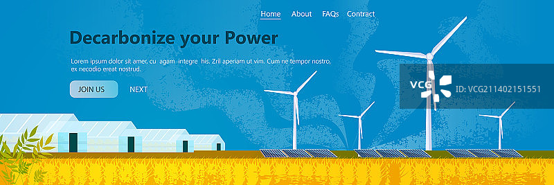 风力涡轮机和太阳能电池板：可再生能源图片素材