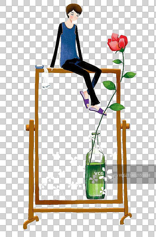 坐在镜框上的男子图片素材