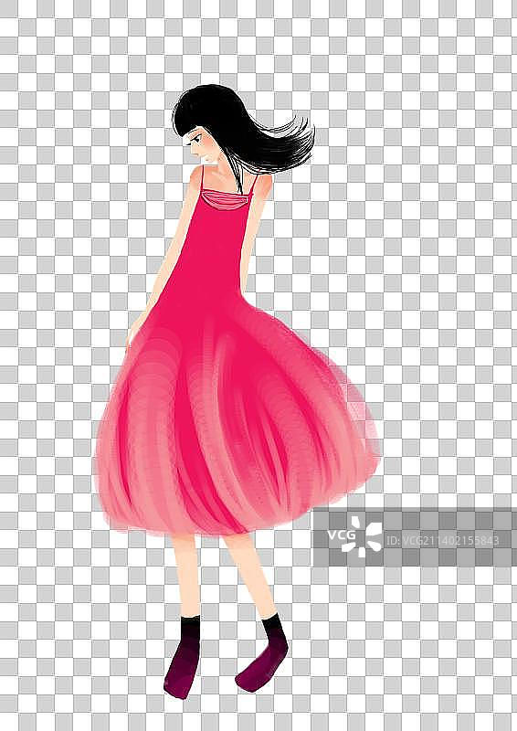 穿着红裙子舞蹈的女子图片素材
