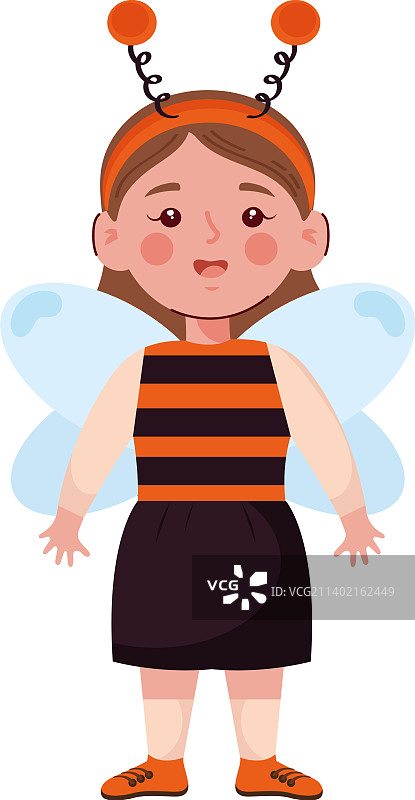 穿着蜜蜂服装的女孩图片素材