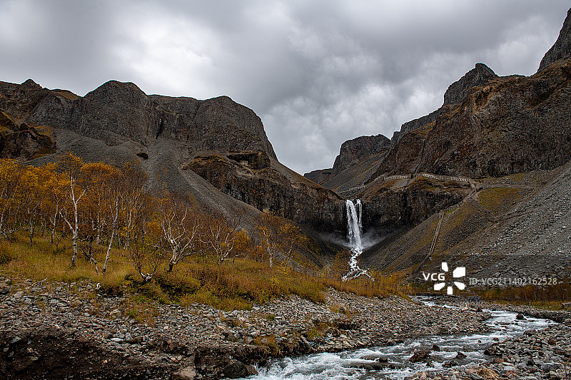 长白山瀑布秋日风光图片素材