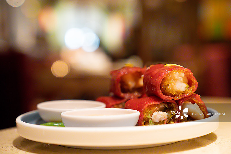 金莎海虾红米肠图片素材