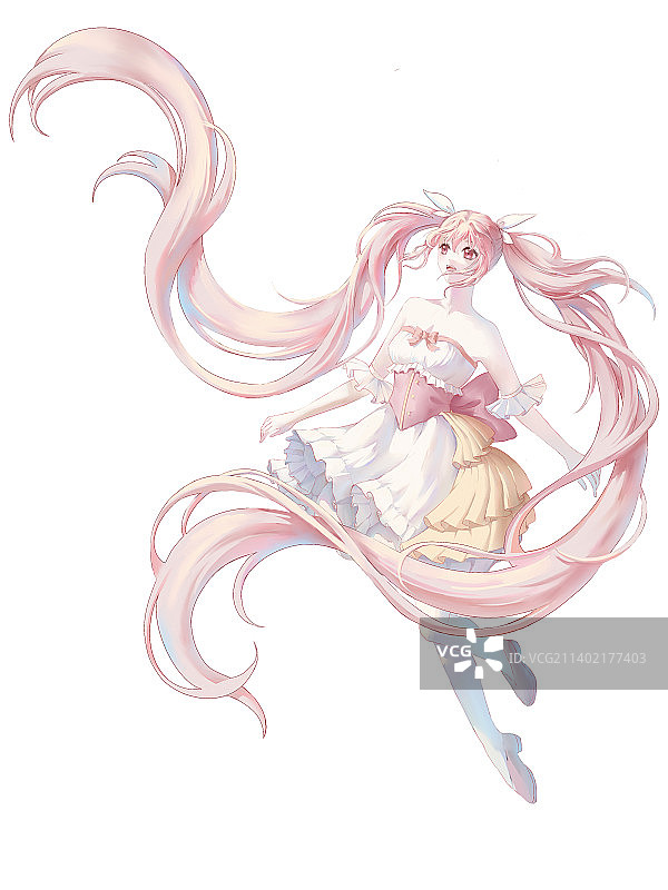 人物立绘之粉发双马尾图片素材