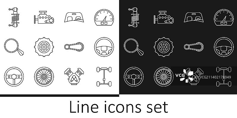 汽车底盘、方向盘和汽车图片素材