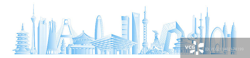 中国城市建筑插画图片素材