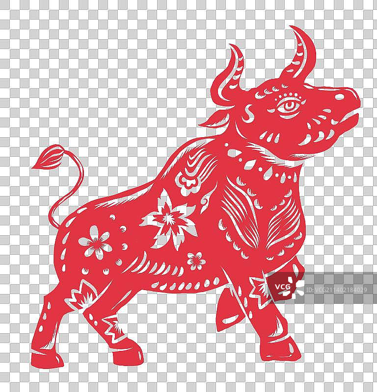 牛剪纸元素图片素材