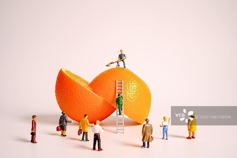 微缩创意静物 橙子 桔子 橘子 水果 健康 果实 小人国图片素材