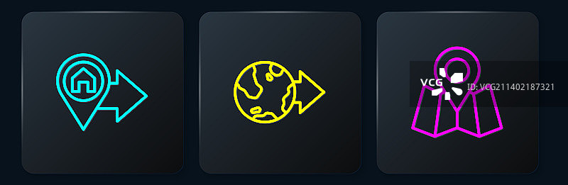 线条定位：房屋、折叠地图与位置图片素材