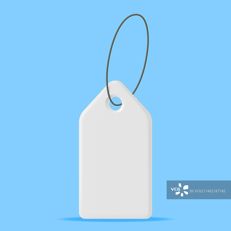 带绳子的3D白色标签图片素材