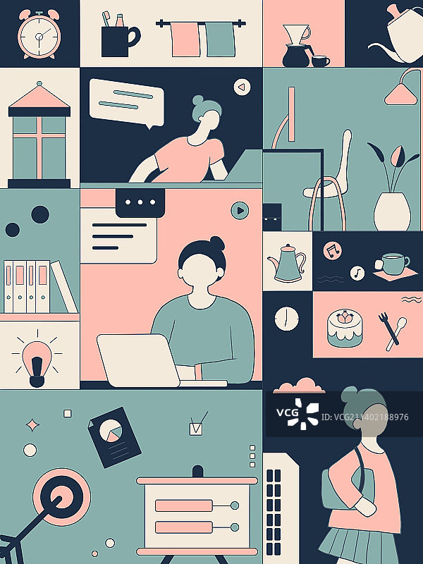 忙忙碌碌打工人的一天图片素材