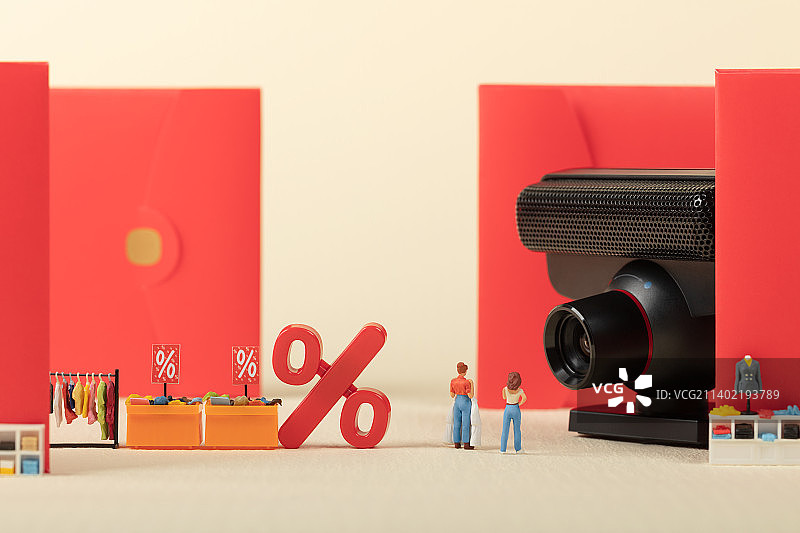 微缩创意购物节红包补贴与直播带货图片素材