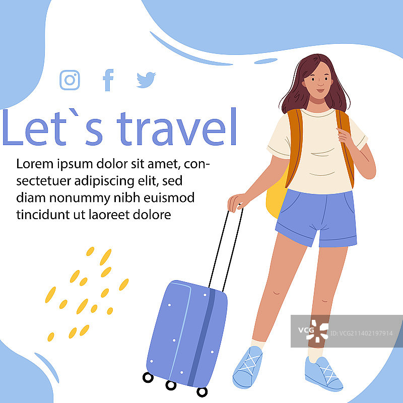 扁平风旅行社Instagram帖子合集图片素材