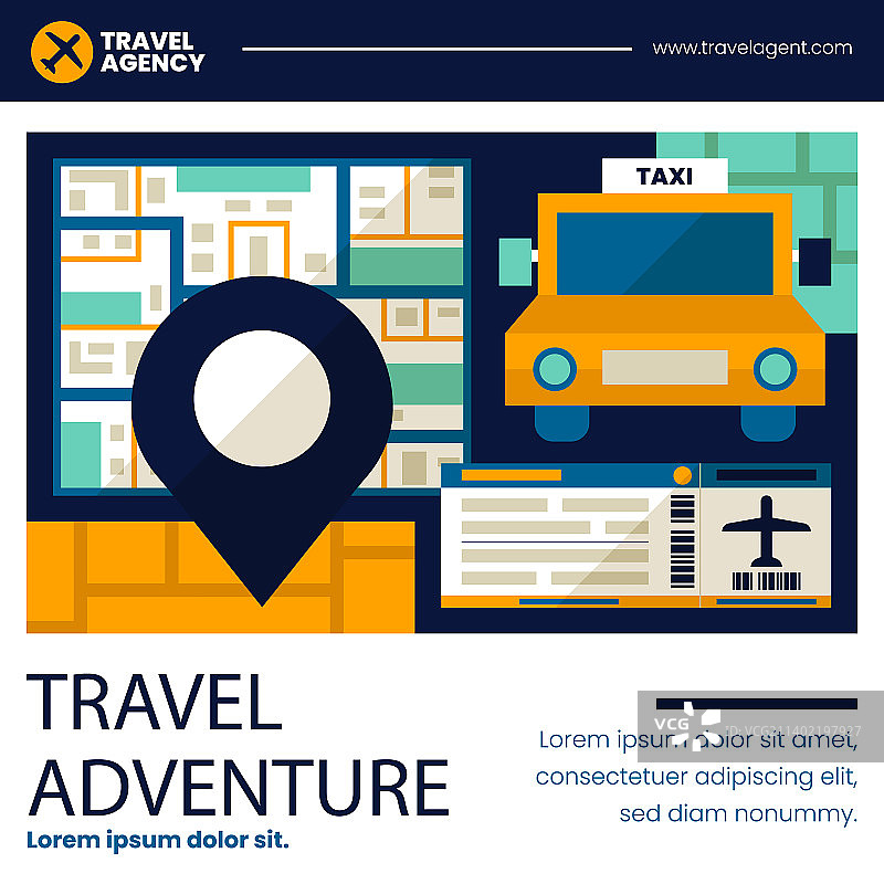 扁平风格旅行社帖子集图片素材