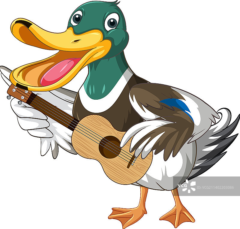 卡通鸭子弹吉他图片素材
