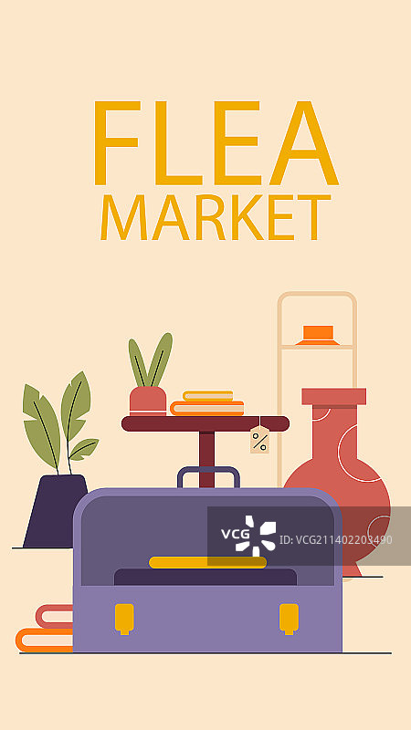 扁平风二手跳蚤市场活动故事集图片素材