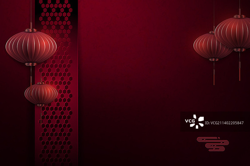 勃艮第红色纸艺风格纹理灯笼图片素材