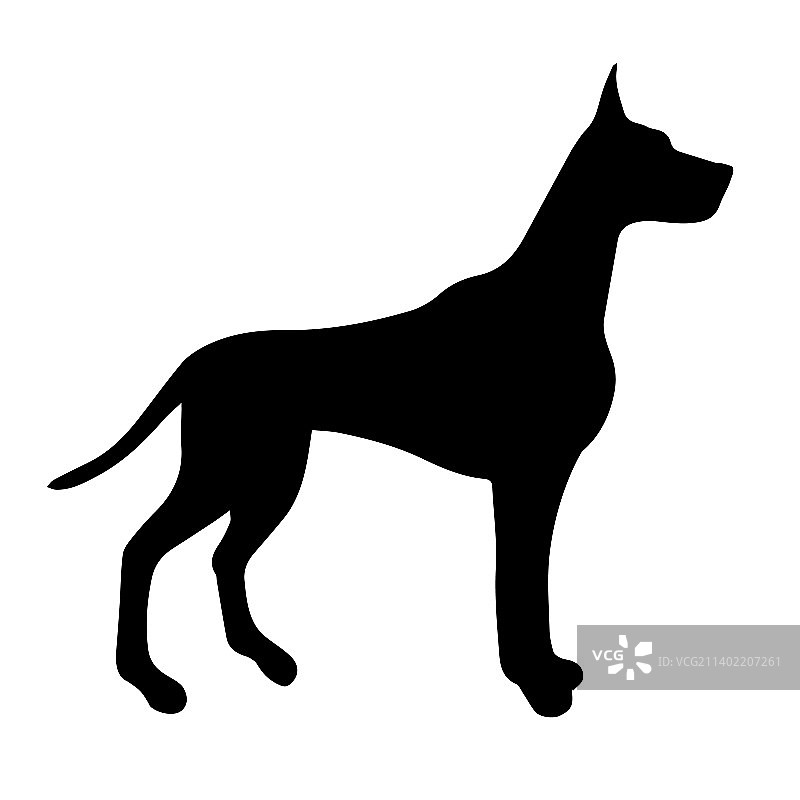 手绘大丹犬剪影图片素材